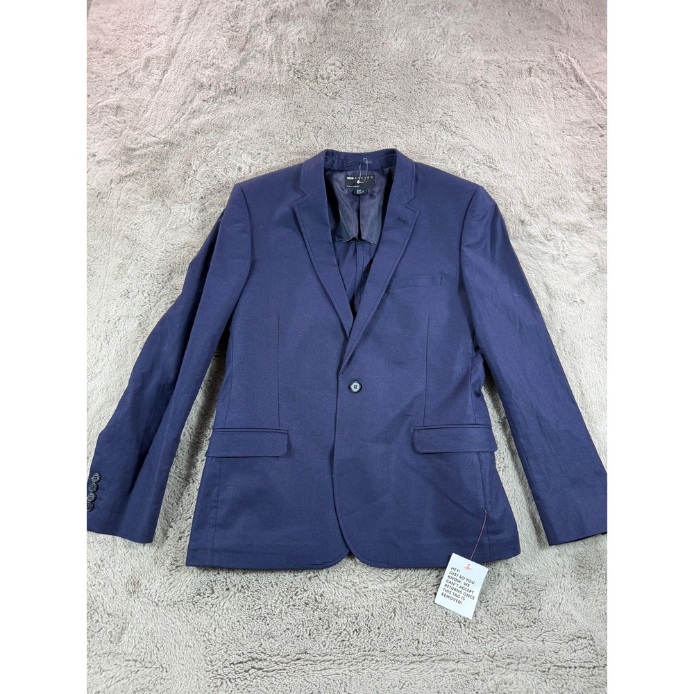 NWT ASOS DESIGN Navy Blue Linen Single Breasted Blazer Men's Jacket Size‎ 44R
